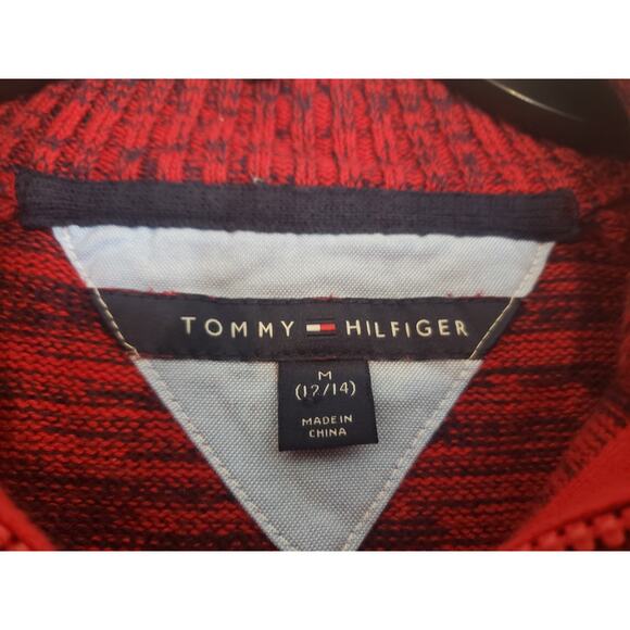 (J) Tommy Hilfiger Boys Sweater Size M Long Sleeve Mock Neck 1/2 Zip Sweater - Picture 4 of 5